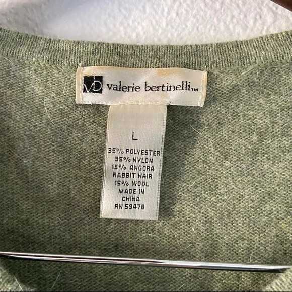 Retro Wool Button Cardigan 80’s Green Textured Floral Sequined Detail Size Large - Picture 7 of 9